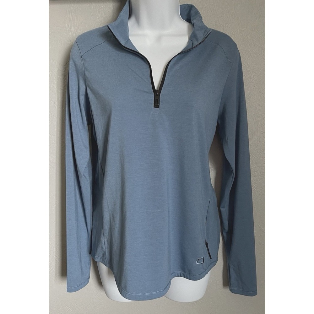 OGIO Women Modern Performance Pullover Jacket Shirt Size Small Blue Long Sleeve